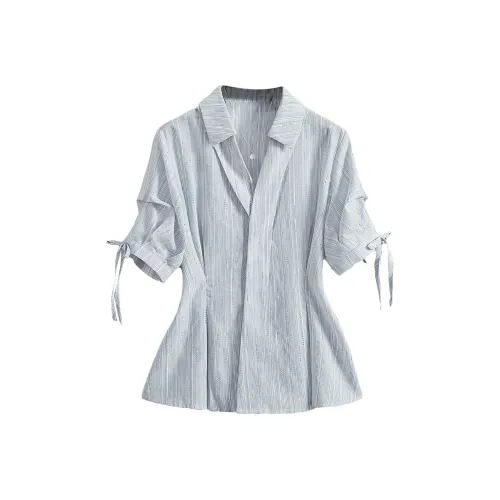 TOUCH Серо-голубые полосы Женские рубашки