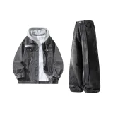 Дымчатый серый топ + черные штаны