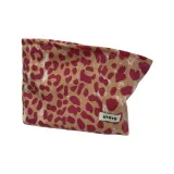 Винтажная розовая большая сумка для макияжа с леопардовым принтом