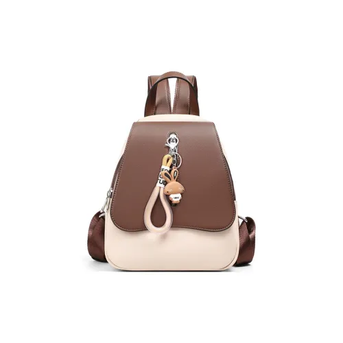 MILLIE'S Рюкзак из коровьей кожи стандартный женский бежевый и кофейный