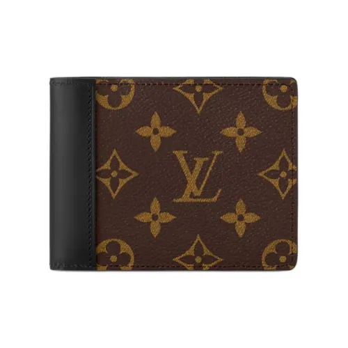 LOUIS VUITTON Multiple Покрытый холст с коровьей кожей Кошелек Мужской Коричневый