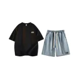 Комплект одежды (Черный топ + Светло-синий низ)