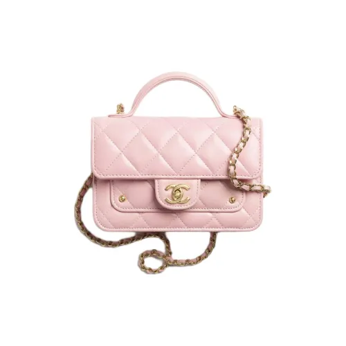 CHANEL Блестящая сумка из овечьей кожи женская светло-розовая красная