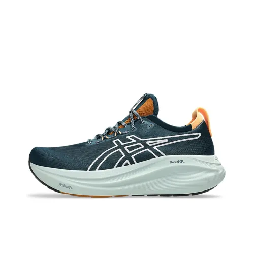 ASICS Гель Nimbus 27 Амортизация Износостойкий Низкий Топ Марафон Бег на длинные дистанции Обувь Мужская Синий Белый