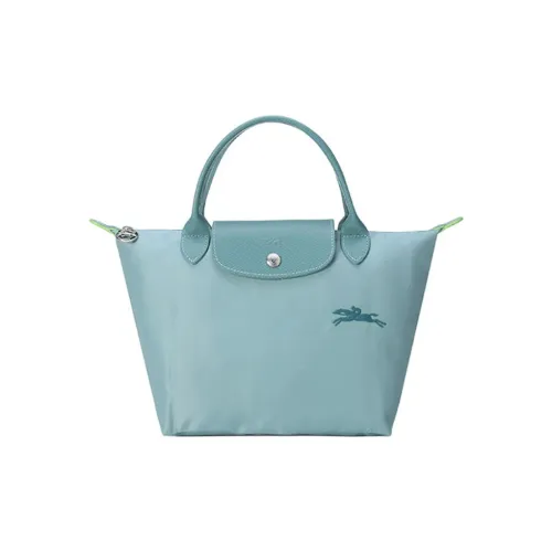 LONGCHAMP Le Pliage Green Переработанный холст и кожа Сумка Маленькая Женская Озерный Синий