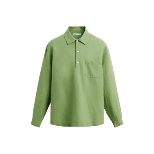 ZARA Светло-зеленые Мужские Рубашки