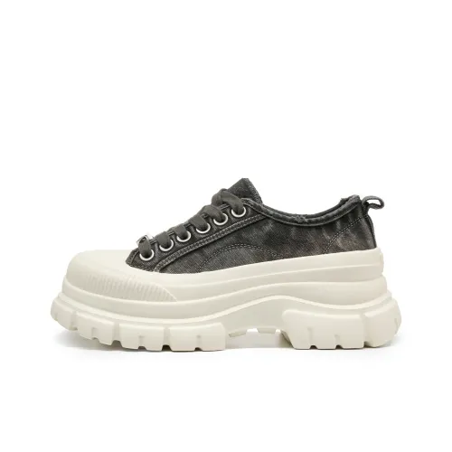 LEECAT STUDIO Low-Top Canvas Shoes Gray Women's
