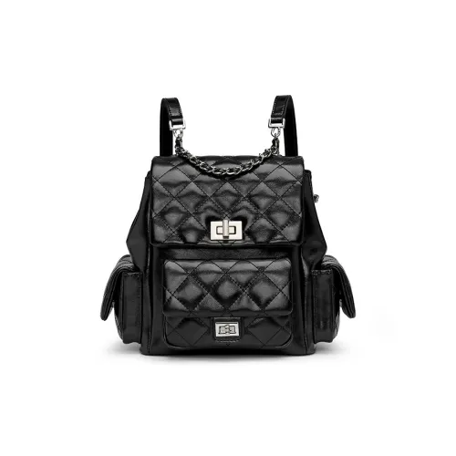 GOLDLION Рюкзак из коровьей кожи маленький женский черный хаки экрю