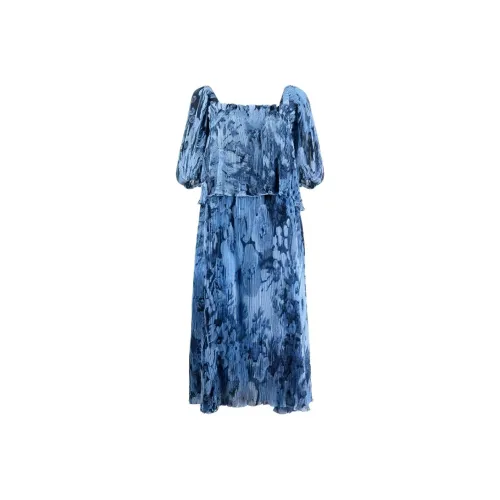 GANNI Blue Женские Короткие Платья с Рукавами