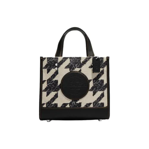 COACH Dempsey Холст и Кожа Сумка Сумка-тоут Сумка для покупок Женская Сумка Черный и Кремовый