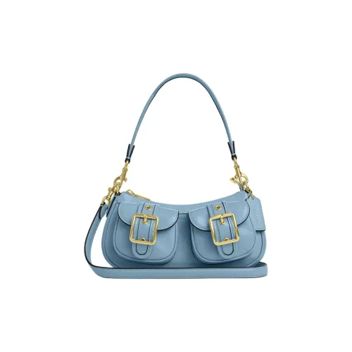 COACH Ashton Плиссированная кожа сумка через плечо сумка на плечо средний размер женский синий