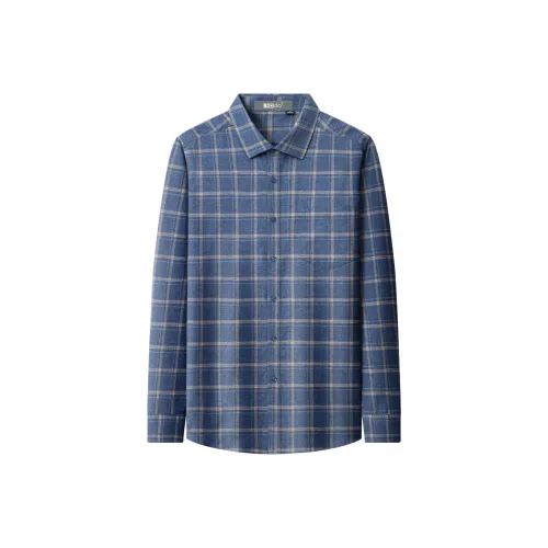 Red Bean Рубашка Мужская Фиолетово-Синяя Квадратная