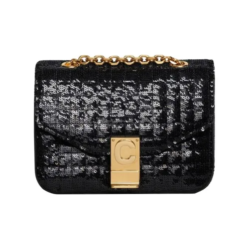 CELINE Телячья кожа Сумка через плечо Сумка на плечо Маленькая Женская Черная