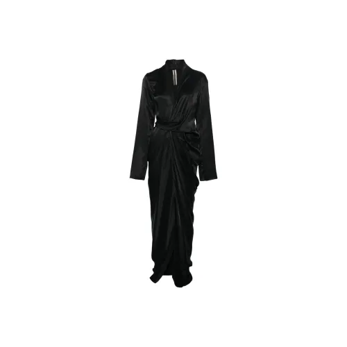RICK OWENS Черные Женские Длинные Платья с Длинными Рукавами