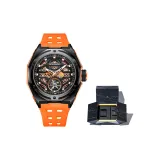 Оранжевый ремешок, черный циферблат [Модная игрушка, подарочная коробка]