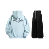 Комплект одежды (Ледниково-синий топ + черные штаны)