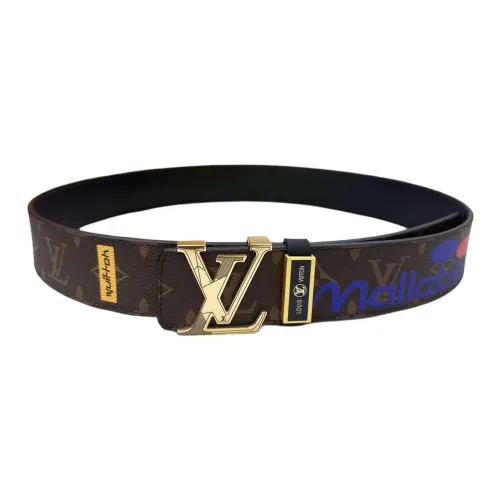 LOUIS VUITTON Ремни из крупнозернистой текстуры коровьей кожи Унисекс Коричневый