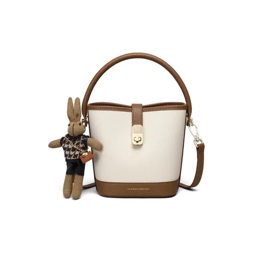 PT'SON Корова Кожа Ведрообразная Сумка Сумка на плечо Сумка обычная Женская Экрю