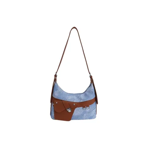 RKM ПУ (полиуретан) Сумка через плечо Средняя Женская Синяя Белая