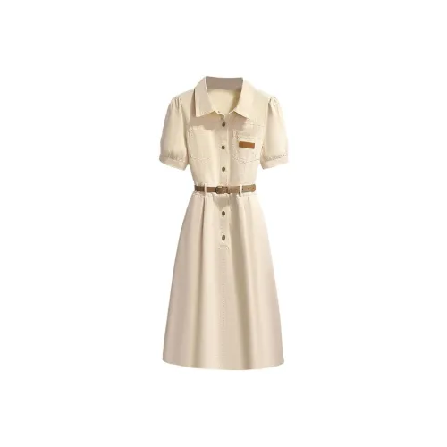 POWXV Короткий рукав Платье Женское