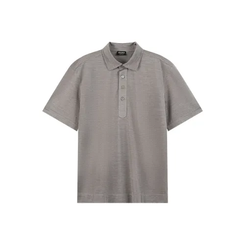 Ermenegildo Zegna Смешанное Серое Коричневое Мужское Поло