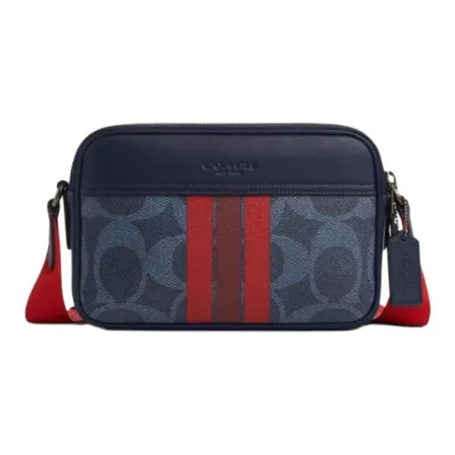 COACH Graham Покрытый холст Сумка через плечо Мужская Красная и Синяя