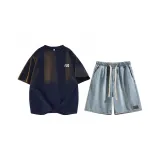 Комплект одежды (Темно-синий топ + Светло-синий низ)