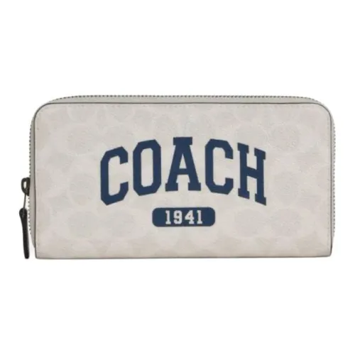 COACH Аккордеонный кошелек Покрытие Холст Кошелек Маленький Женский Светло-Серый