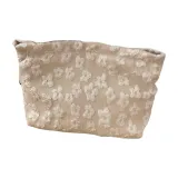Макияжная сумка, цветочный узор, светло-хаки