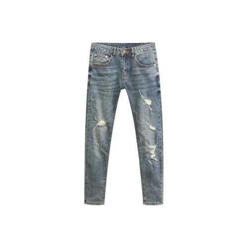 OGQG Ностальгический синий Мужские Джинсы