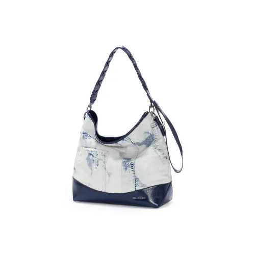 BREAKDANNY Деним с коровьей кожей сумка-хобо сумка через плечо обычная женская ледяной синий