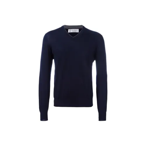 FW21 Облегающий свитер мужской морской синий