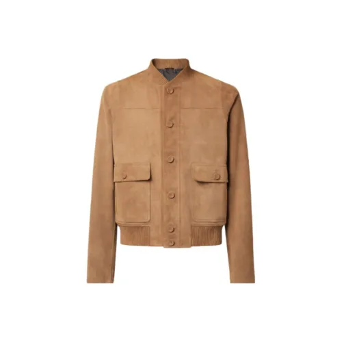 FENDI Коричневый Мужская Кожаная Куртка