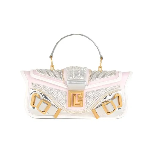 BALMAIN Кожа с вышивкой сатин портативный одно плечо через плечо клатч женский розовый и белый