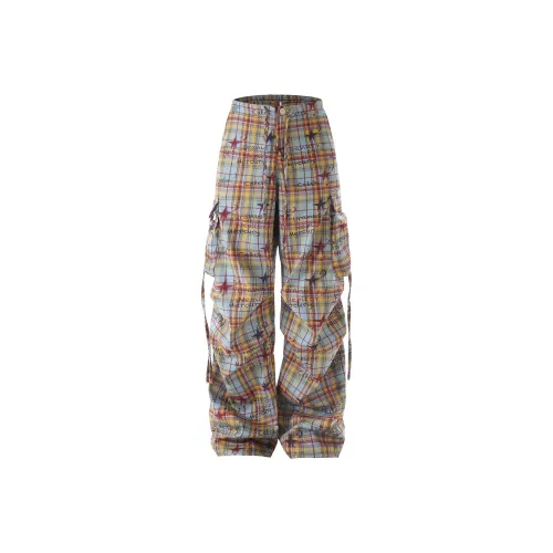 OULUDE Red Plaid Men's Casual Pants OULUDE Красные Клетчатые Мужские Повседневные Штаны