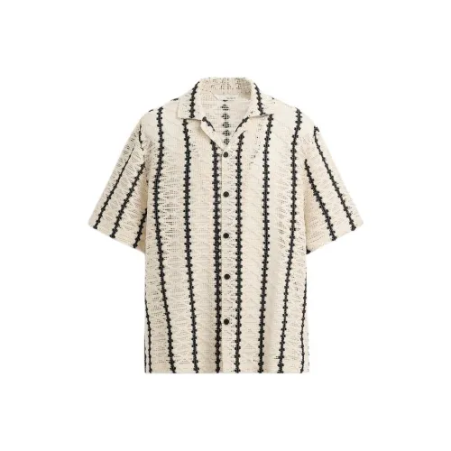 ZARA Мужские рубашки телесного/черного цвета