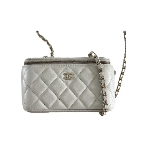 CHANEL Зернистая кожа личи коровья кожа сумка через плечо женская серый