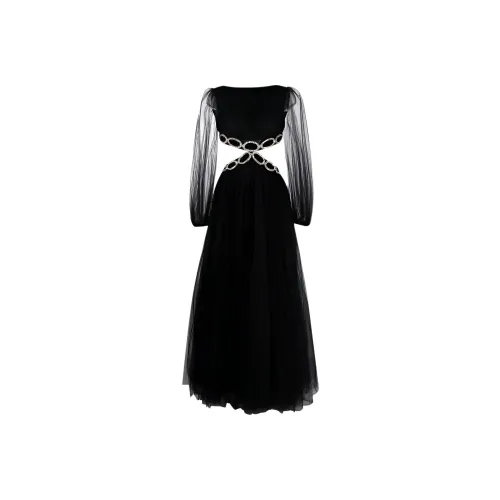 Valentino SS23 Длинное платье с длинными рукавами женское черное