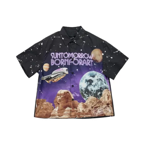SUNTOMORROW Повседневная рубашка 2025 Летний Черный Подростки