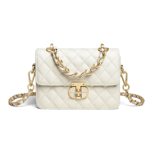 Crtnzo Kroez Коровья кожа Маленькая квадратная сумка Сумка через плечо Стандартная Женская Экрю