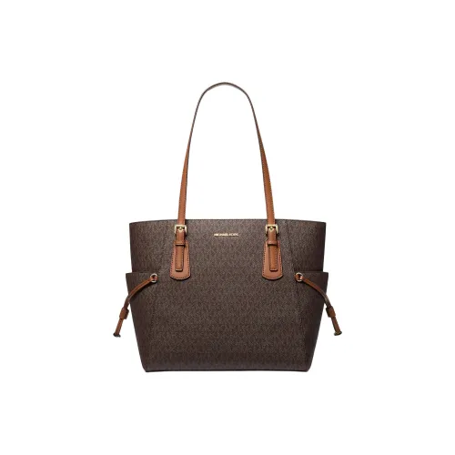 MICHAEL KORS Voyager Покрытый холст Тоут Сумка Сумка для покупок Сумка Сумка через плечо Большая Женская Коричневая