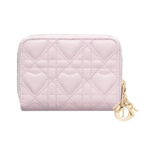 DIOR Lady Dior Lambskin Wallet Women's Pink