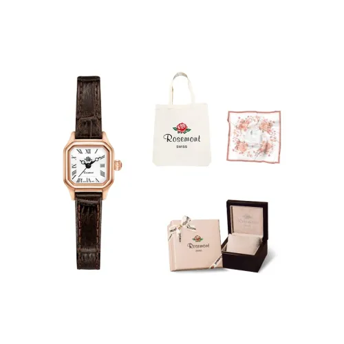 Rosemont Кварцевый механизм Женские часы Швейцарские Наручные часы Белый циферблат Натуральная кожа Ремень