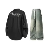 Комплект (черный топ+желтые грязевые штаны)