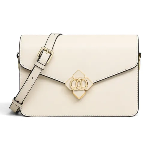 Crtnzo Kroez Коровья кожа Маленькая квадратная сумка Сумка через плечо Стандартная Женская Экрю