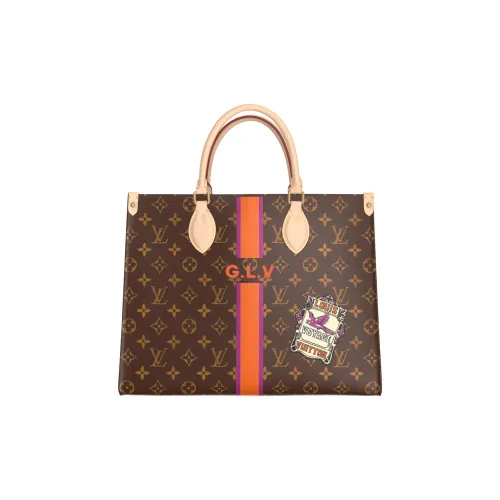 LOUIS VUITTON ONTHEGO Монограмма Покрытый холст Тоут Сумка Сумка для покупок Сумка Женская Коричневая