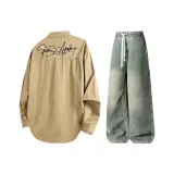 Комплект одежды (Топ хаки + Штаны желтого цвета грязи)