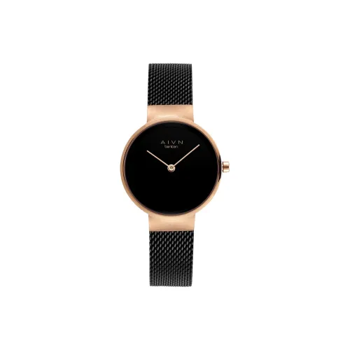 AIVN Кварцевый механизм ремешок из нержавеющей стали женские часы черный циферблат