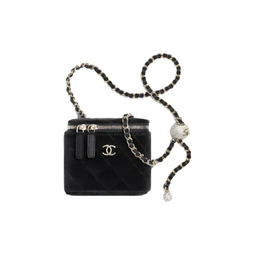 CHANEL Велюр Коробка Сумка через плечо Маленькая Женская Черная