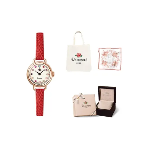 Rosemont Кварцевый механизм Женские часы Швейцарские Наручные часы 20 мм Белый циферблат Корпус из нержавеющей стали Ремешок из натуральной кожи